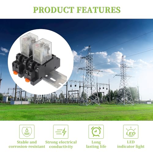DC 12V Electromagnetic Power Relay JQX-13FL 62PL Coil 8 Pin 10A DPDT LED Indicator with Plug-in Terminal Socket and DIN Slotted Aluminum Rail - size: 8Pin-10A-DC12V