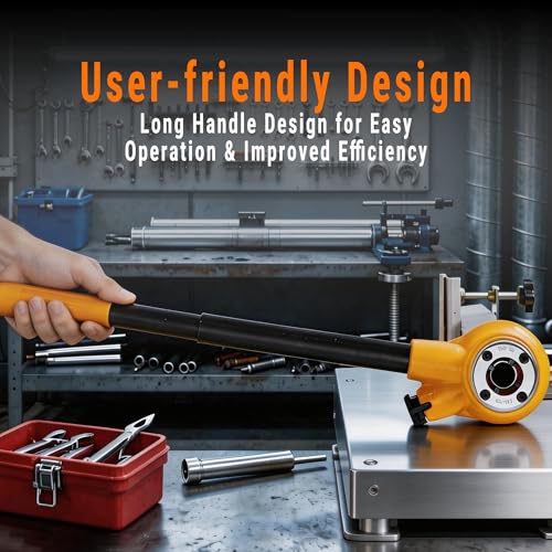 BSPT Ratchet Pipe Threader Kit w/ 3 Dies (1/2", 3/4", 1"), Heavy-Duty 9SiCr Steel Threading Tool for Galvanized, Iron, Copper & Aluminum Pipes, Portable with Storage Case for Plumbing - size: 1/2"- 1" (BSPT-3pcs)