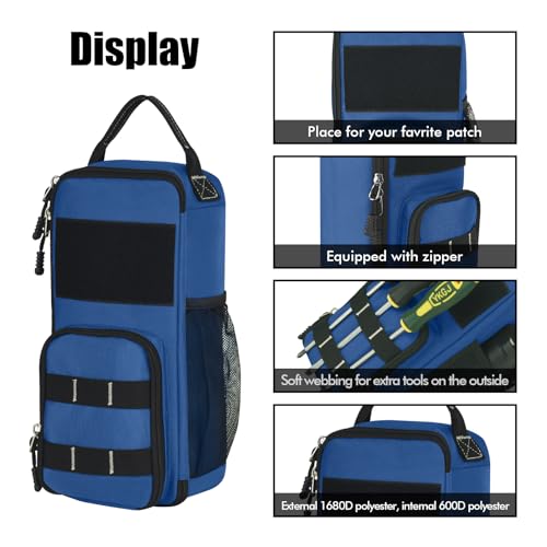 12.6" Heavy Duty Small Tool Bag Pouch for Men with Multiple Pockets,Blue - color: Blue