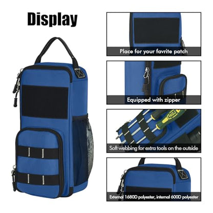 12.6" Heavy Duty Small Tool Bag Pouch for Men with Multiple Pockets,Blue - color: Blue