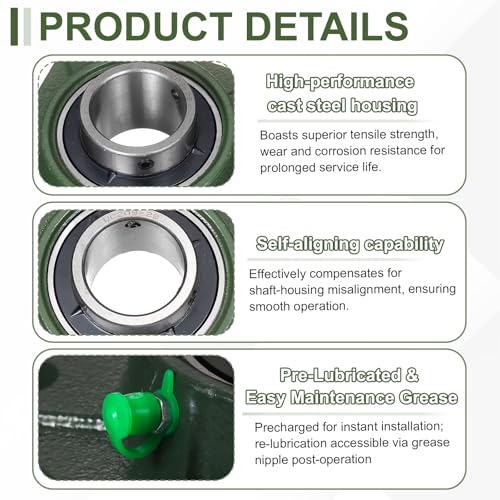 uxcell UCF209-28 Pillow Block Bearings,1-3/4 inch Bore(ABEC3) - size: UCF209-28 (1-3/4 inch)