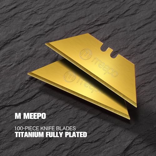 M MEEPO Utility Knife Blades, Titanium SK-2 Steel, w/Dispenser, 100-Pack - size: Titanium 100-Pack
