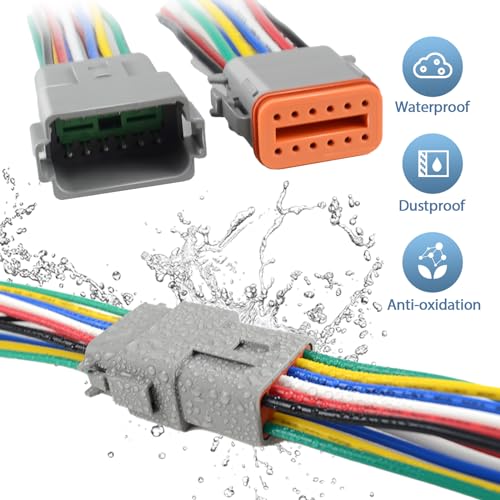 1 Kit Deutsch DT 12 pin Grey Male Female Wiring Harness, 16 AWG - color: Grey 12Pin, size: 1Set