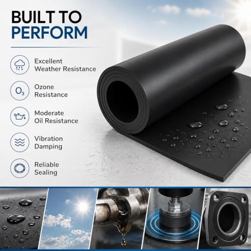 118"x40"x1/8" Solid Rubber Sheet, Black Neoprene Rubber Roll