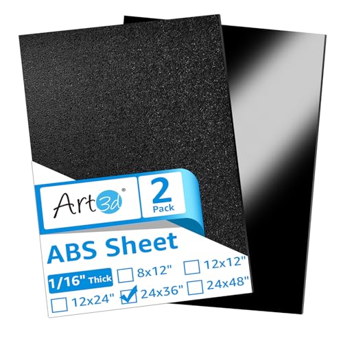 Art3d ABS Plastic Sheets, 1/16" Thick, Rigid Textured, 2-Pack of 24 x 36" - size: 24" x 36", 1.5mm Thick