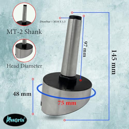 3-Inch Fly Cutter with 75 mm Head Diameter, Precision Flycutter for Milling & Lathe Machines, Includes HSS Tool Bit for Professional Metal Cutting - size: 2MT Shank (M10 x 1.5 mm)