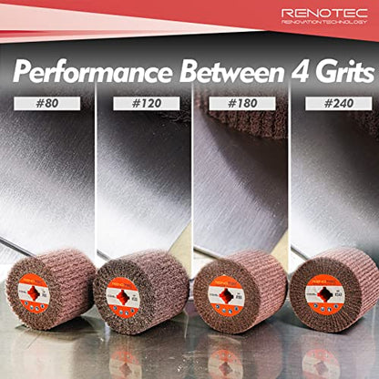 Non-Woven Wire Drawing Flap Wheel, 120x100mm, for Stainless Steel, Copper Satin Finishing and Metal Surface Treatment, SCT Conditioning Buffing Drum for Burnishing Polishing Machine (120 Grit) - style: Grit120