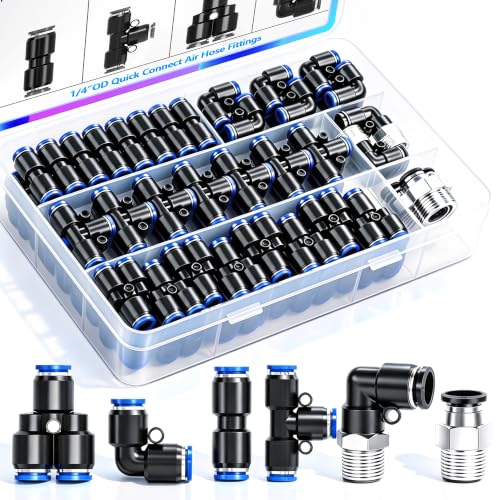 mxuteuk 40PCS 1/4" OD Push to Connect Fittings,1/4" OD Air Line Fittings,Quick Connect Air Hose Fittings for 1/4" Tube - size: 40PCS