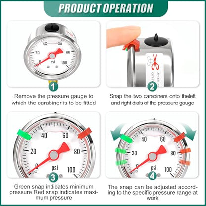 0-100psi Stainless Steel Glycerin Liquid Filled Pressure Gauge1/8 NPT 1.5" Dial, Lower Mount Designed for Pressure Testing of Water, Oil and Air (with Range Mark Pointer) - size: 0-100Psi