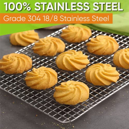 Spring Chef 8.5" x 12" Stainless Steel Cooling Rack for Baking, Set of 2 - size: 8.5"x12", style: 2 Pack
