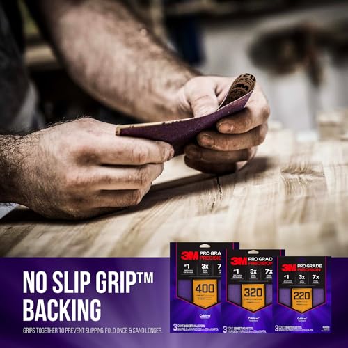 3M Pro Grade Precision Faster Sanding Sheets, NO-Slip Grip Backing, Assorted Grits 220/320/400, 9" x 11", 3 Sheets Each, 9 Total - style: Assorted Grits 220/320/400, 3 Sheets Each, 9" x 11"