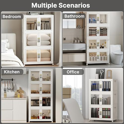 UAMFURI Stackable Storage Bins with Lids, 96QT Extra Large Storage Cabinets - color: White