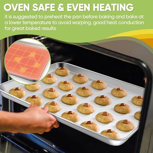 TeamFar Stainless Steel Baking Sheet, 20" x 14" x 1" Large Baking Sheet Pan - size: 19.6" x 13.75" x 1.3"