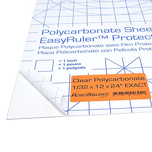 Polycarbonate Sheet 12 x 24 x 1/32" Clear Plastic, Plexiglass Replacement