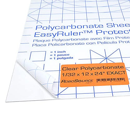 Polycarbonate Sheet 12 x 24 x 1/32" Clear Plastic, Plexiglass Replacement