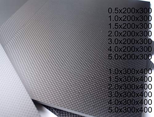 1.5x300x400mm Plain Matte Carbon Fiber Sheet Plate Panel R/C Aircraft Frame - size: 300x400x1.5 mm