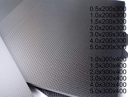1.5x300x400mm Plain Matte Carbon Fiber Sheet Plate Panel R/C Aircraft Frame - size: 300x400x1.5 mm