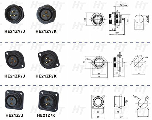 HangTon HE21 8 Pin Electrical Connector Circular Waterproof Aviation Quick Disconnect Cable Male Female Plug Socket Outdoor