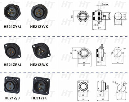 HangTon HE21 8 Pin Electrical Connector Circular Waterproof Aviation Quick Disconnect Cable Male Female Plug Socket Outdoor
