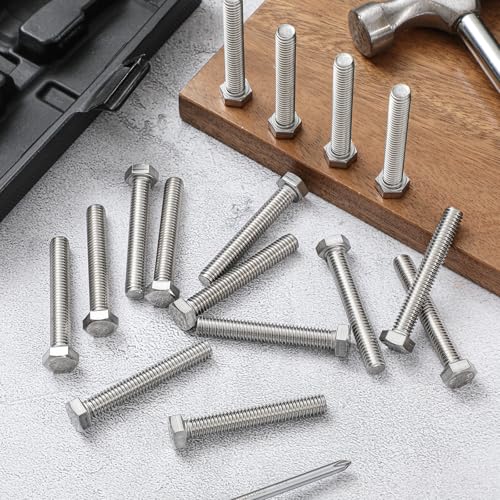 Zonon 50 Pcs 3/8-16 x 2-1/2" Hex Head Screw Bolt, Silver - color: Silver, size: 3/8-16 X 2-1/2"