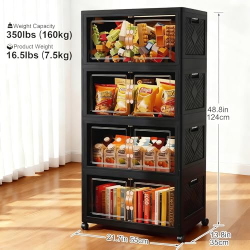 Collapsible Storage Bins with Lids&Wheels-252QT(63Gal) - size: Four-Layer with one Lid
