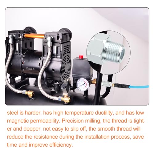 GASHER 2PCS 3/8-Inch Male Quick Connect Air Coupler, 3/8 Basic Flow Industrial Coupler，For Air Compressor Quick Connect Air Hose Fittings Set - size: 3/8" MNPT - 3/8 Flow