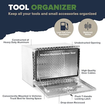 ARKSEN 24" x 17" x 18" Underbody Tool Box, Heavy Duty Storage Chest,Silver - color: Silver, size: 24-inch
