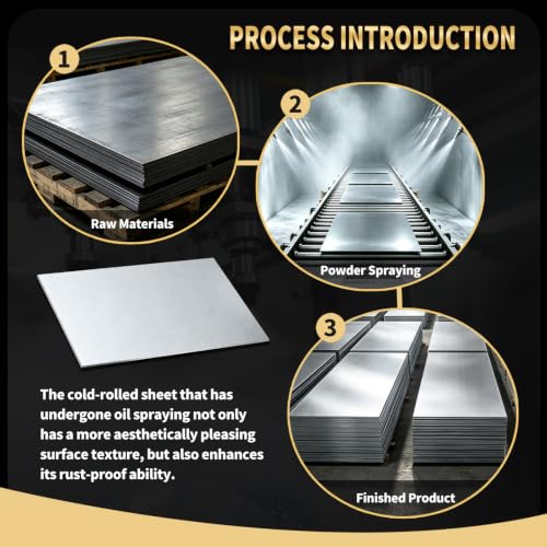 KickFry 16" x 12" Cold Rolled Steel Sheet, Carbon Steel Sheets Metal (C) - size: 16 x 12 inches - 1 Pack