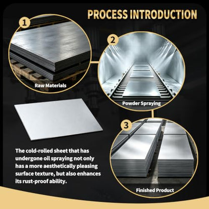 KickFry 16" x 12" Cold Rolled Steel Sheet, Carbon Steel Sheets Metal (C) - size: 16 x 12 inches - 1 Pack