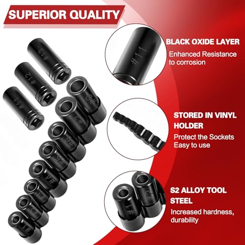70700 Tap Socket Set 11 Pcs, Magnetic Adapter for Std/Metric Taps