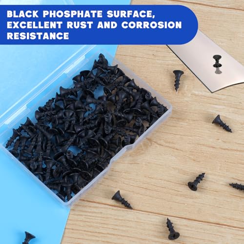 #8 x 5/8 Inch Flat Head Wood Screws, 166 Pcs Black - color: Black 166 Pcs