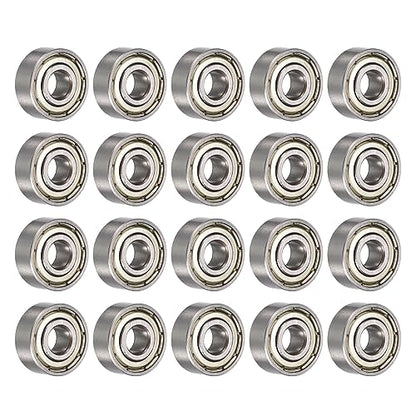 R188ZZ Deep Groove Ball Bearings, ID 1/4" x OD 1/2" x Width 3/16" Miniature Bearings, Double Metal Shielded Ball Bearing Chrome Steel Z2 Lever 20pcs
