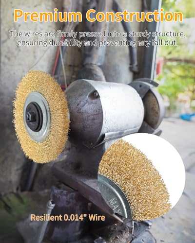 6" Wire Wheel for Bench Grinder, Fine Brush Wheel, 1/2"-5/8" Arbor - style: 6"