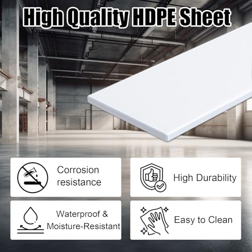 HDPE Sheet 1/2-2PCS 12" x 8" High Density Polyethylene Sheets with Protective Film 1/2 Thick HDPE Plastic Sheet Board Solid Plastic Block for Flat Panel DIY Projects Machining Home (White) - color: White, size: 12“x8"x1/2"