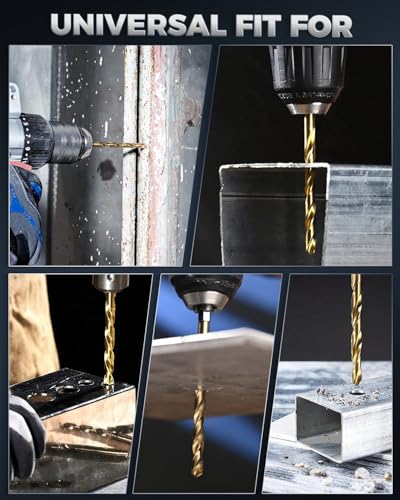 COMOWARE Titanium Impact Drill Bit Set 30Pcs Hex Shank HSS, 1/16"-1/2" - color: Gold 30pcs