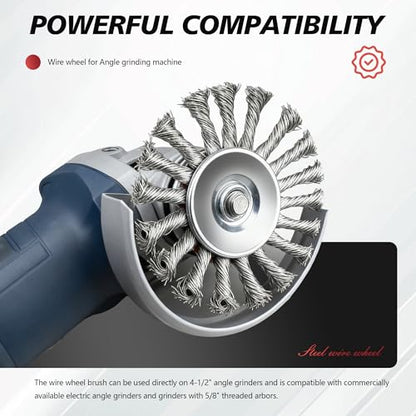 24 Pack 4-1/2 Inch Twist Knotted Wire Wheel Brush for 4 1/2 Angle Grinder with 5/8 Inch-11 Threaded Arbor Carbon Steel Wire Wheel for Heavy-Duty Conditioning Removing Rust