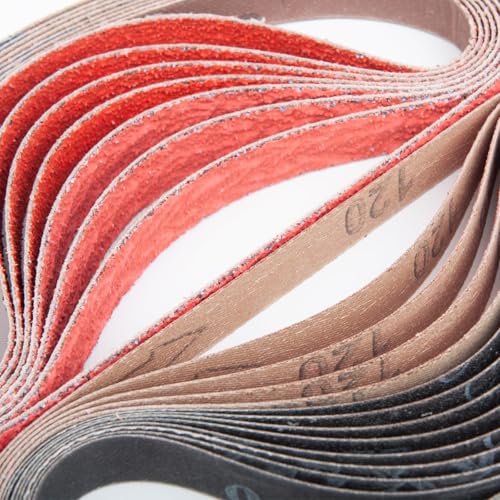 1/2 x 18 Inch Sanding Belts, Ceramic + SiC, 20 Pack, 60-240 Grit - size: 1/2x18 inch