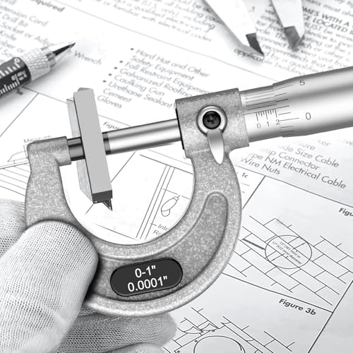 HDLNKAK Outside Micrometer 0-1"/0.0001", with Zero Wrench and Case (Gray) - color: Grey