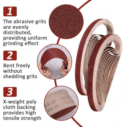 3 x 18 Inch Mixed Grit Sanding Belt 30 Pcs, 5 Each of 40/60/80/120/150/240 Grits, Aluminum Oxide Sanding Belt for Knife Making, Metalworking, and Woodworking, High-Performance Sharpening Belts - size: 3 x 18 Inch Mixed Grit