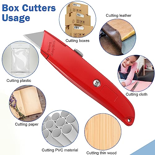 Reginary 30 Pcs Box Cutters Bulk, Utility Knives, Red - color: Red