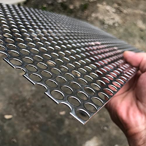 19 Gauge Perforated Metal Sheets 15.7"x7.8" Expanded Metal Mesh Opening 40% Hole 8mm 0.32"(About 1/3") Perforated Stainless Steel Sheet 304 Stainless Steel Mesh Screen Panel Decorati Plate - size: 15.7" X 7.8"