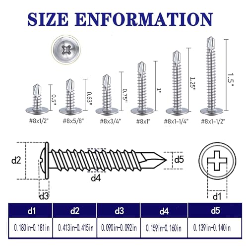 410 Stainless Silvery #8x3/4 Phillips Head Self-Drilling Screws 100 pcs - color: SILVER, size: #8x3/4"