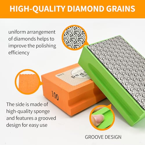 Diamond Hand Polishing Pads,200 Grit Diamond Sanding Pads - color: orange