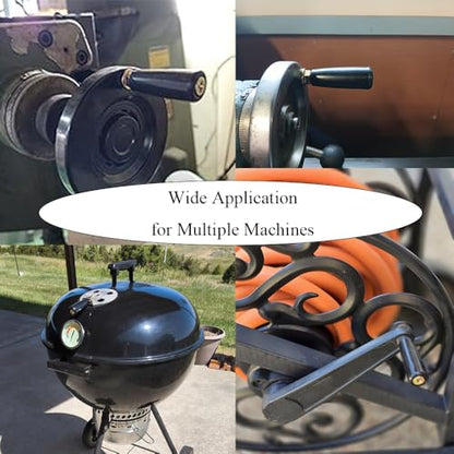 Revolving Handles Knob Handwheel M8 x 80mm Male Threaded Stem Lathe Crank Handle Trailer Jack Knob Thread Handle Grips Crank Hand Wheel with Nuts Machine Rotating Handles Black Plastic Metal 1 Set - size: M8 x 80mm-1P