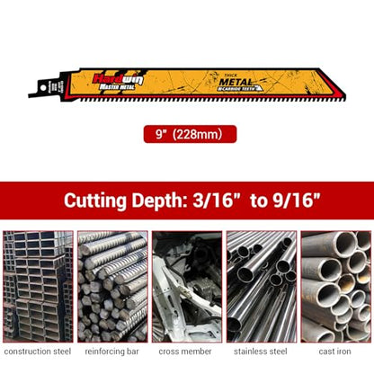 9-Inch Carbide Reciprocating Saw Blades for Metal, 8 TPI, 3-Pack - size: 9inch