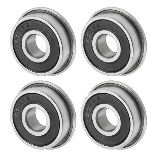 M METERXITY 4-Pack F608-2RS Flanged Ball Bearing, 8mm x 22mm x 7mm Double Rubber Seal Chrome (GCr15) Steel Deep Groove Ball Bearings for Wheelbarrow/Printer/Fax Machines/Power Tools - size: 8mm x 22mm x 7mm