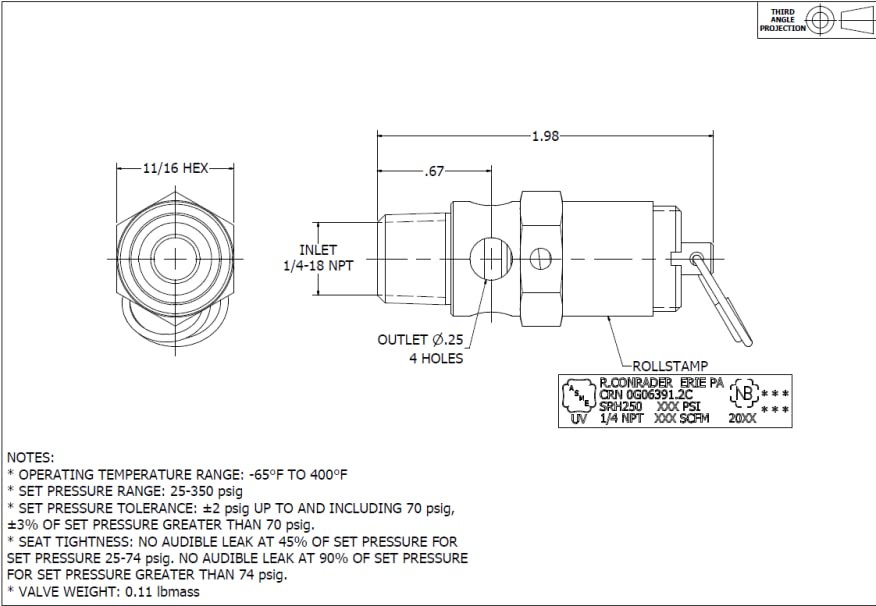 Brass, 1/4" NPT Industrial Hard Seat Safety Pressure Relief Valve, Made In The USA (60 PSI / 58 SCFM) - style: 60 PSI / 58 SCFM