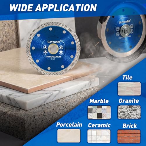 GoYonder 4.5 Inch Super Thin Diamond Saw Blade for Cutting Porcelain Tiles,Granite Marble Ceramics (4.5" -Blue (50 pcs)) - size: 4.5" - Blue (50 Count)
