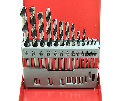 TMAX 13p M35 Cobalt Jobber Twist Drill Bit, Imperial Size 1/16"-1/4" - size: Jobber 13pc IP