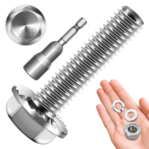 M10 x 40mm (10 Sets) M10x1.5 Bolt Flanged Hex Head Nuts and Bolts, M10 Flange Hexagon Screws with Nuts and Washers, 304 Stainless Steel 18-8 Metric Bolt Assortment, DIN 6921, By Mywish - color: Silver-M10, size: 40mm